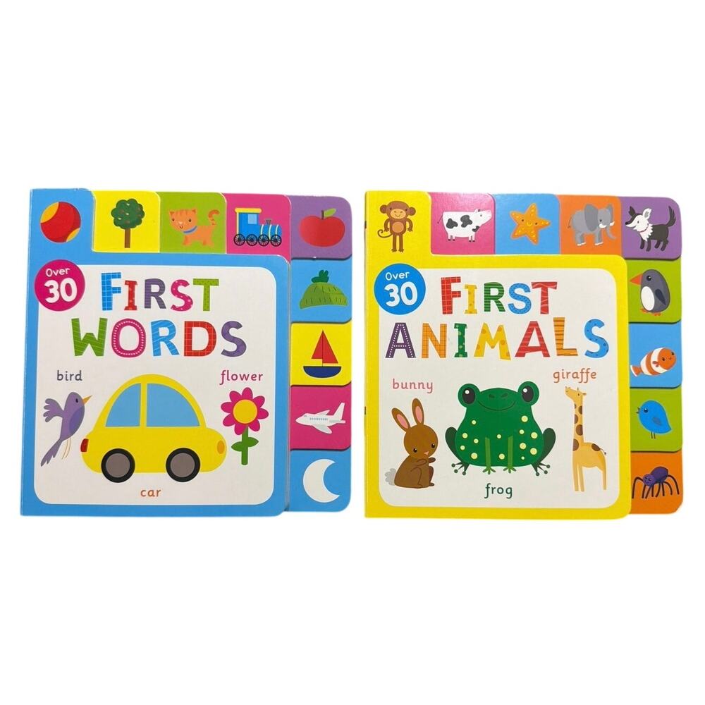 Lot of 2 Baby Books - First Words & First Animals - Board Books